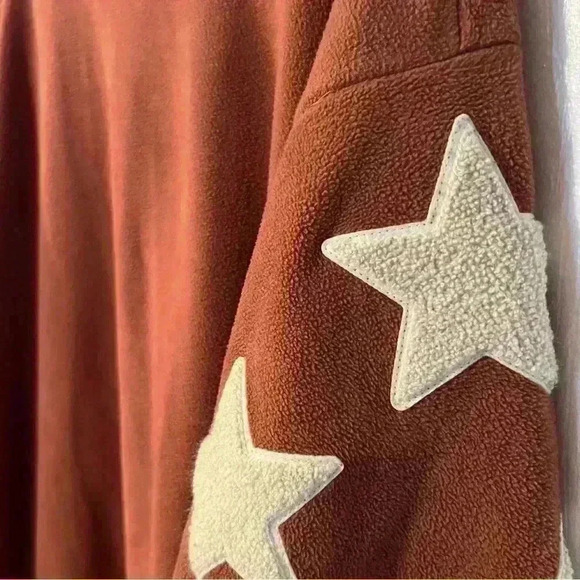 Kori Rust Orange Long Sleeved Sweatshirt with Star Detail Down Arms Size Medium - Picture 3 of 5